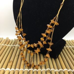 Tropical Twist Retro Amber Bead Strands Necklace